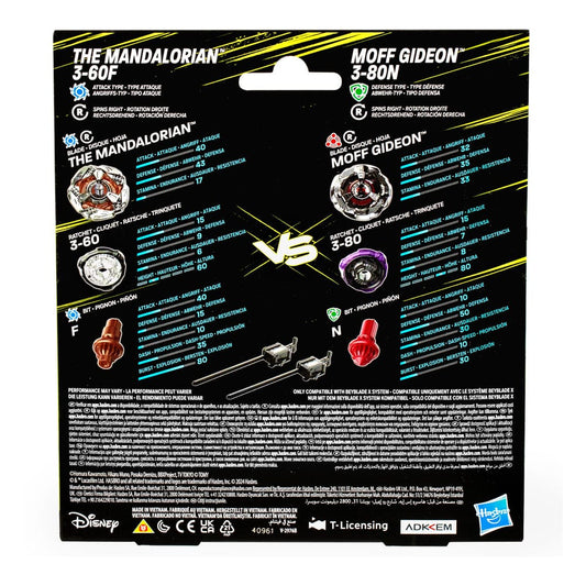 Beyblade X und Star Wars Collab The Mandalorian 3-60F vs. Moff Gideon 3-80N