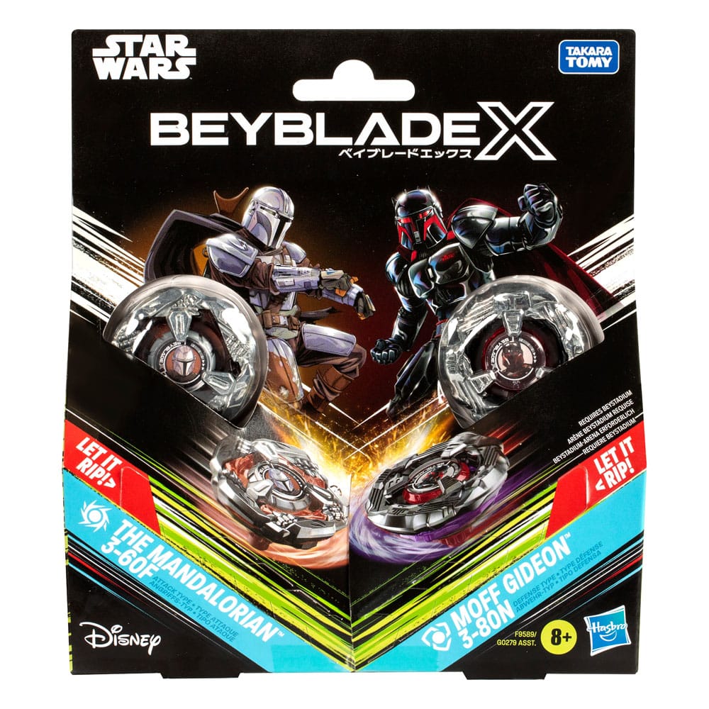 Beyblade X und Star Wars Collab The Mandalorian 3-60F vs. Moff Gideon 3-80N