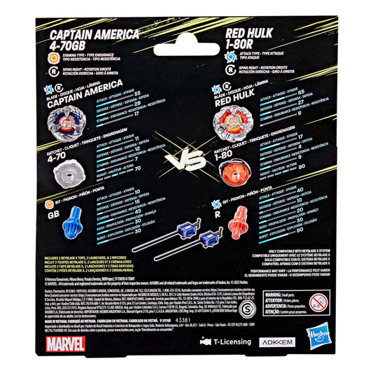 Beyblade X und Marvel Collab, Captain America 4-70GB vs. Red Hulk 1-80R
