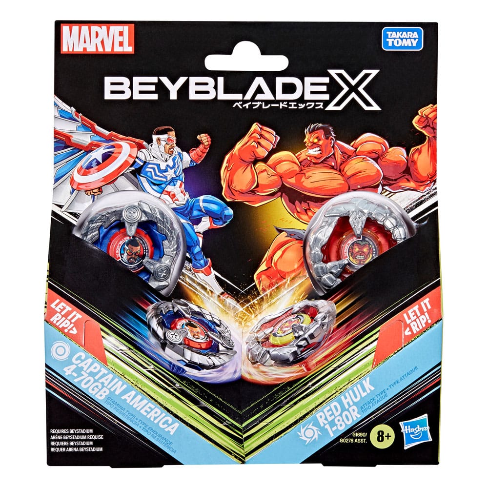 Beyblade X und Marvel Collab, Captain America 4-70GB vs. Red Hulk 1-80R