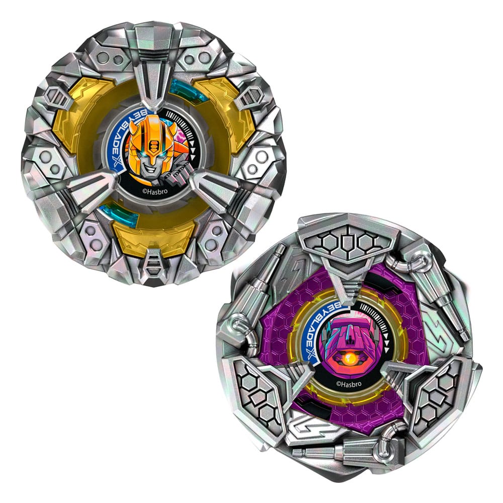 Beyblade X und Transformers Collab Bumblebee 3-60GP vs. Shockwave 5-80O