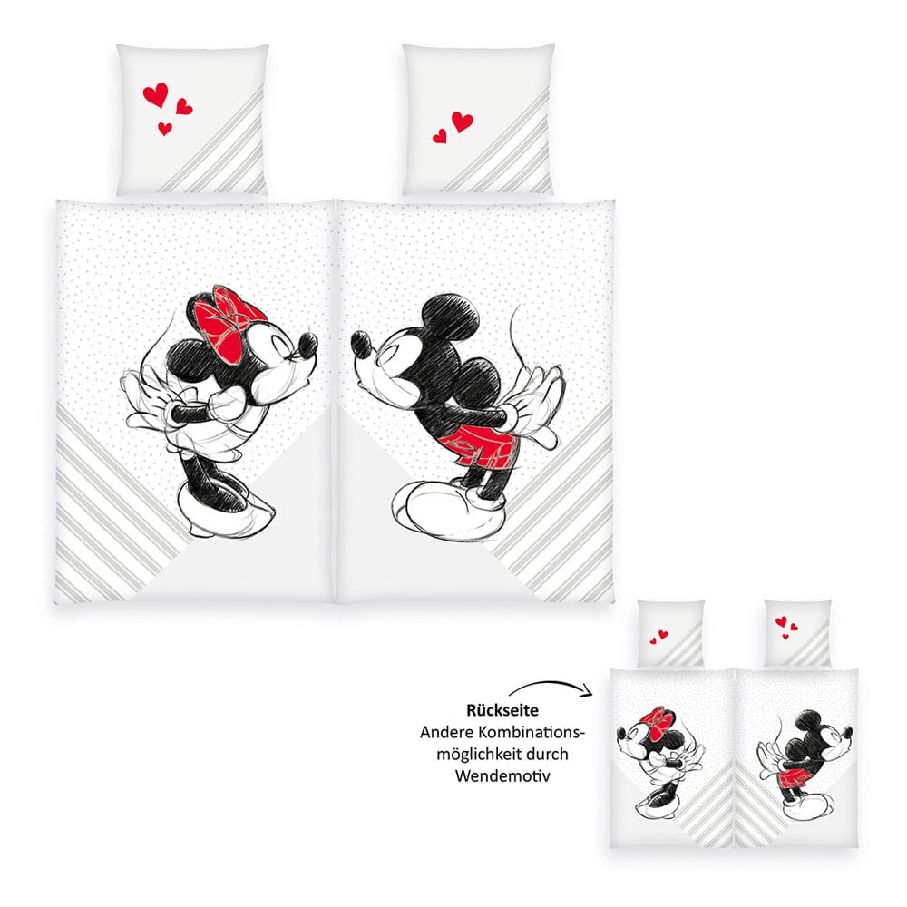 Disney Bettwäsche 2er-Pack Mickey & Minnie Mouse 135 x 200 cm