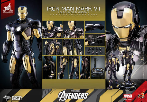 Marvel's The Avengers Diecast Movie Masterpiece Actionfigur 1/6 Iron Man Mark VII (Black & Gold Version) 32 cm HOT TOYS