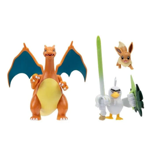 Pokémon Figuren 3er-Pack Evoli, Lauchzelot & Glurak