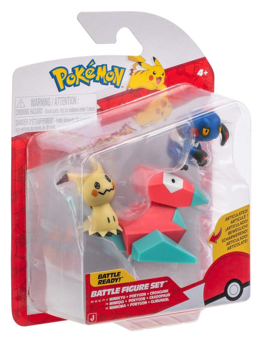 Pokémon Battle Figure Actionfiguren 3er-Pack Mimigma, Porygon & Glibunkel