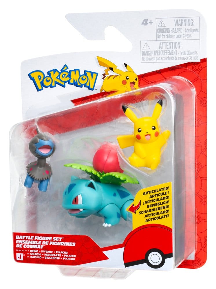 Pokémon Battle Figure Set Actionfiguren Pikachu, Kapuno & Bisaknosp (3er-Pack)