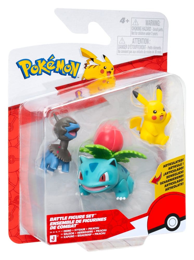 Pokémon Battle Figure Set Actionfiguren Pikachu, Kapuno & Bisaknosp (3er-Pack)