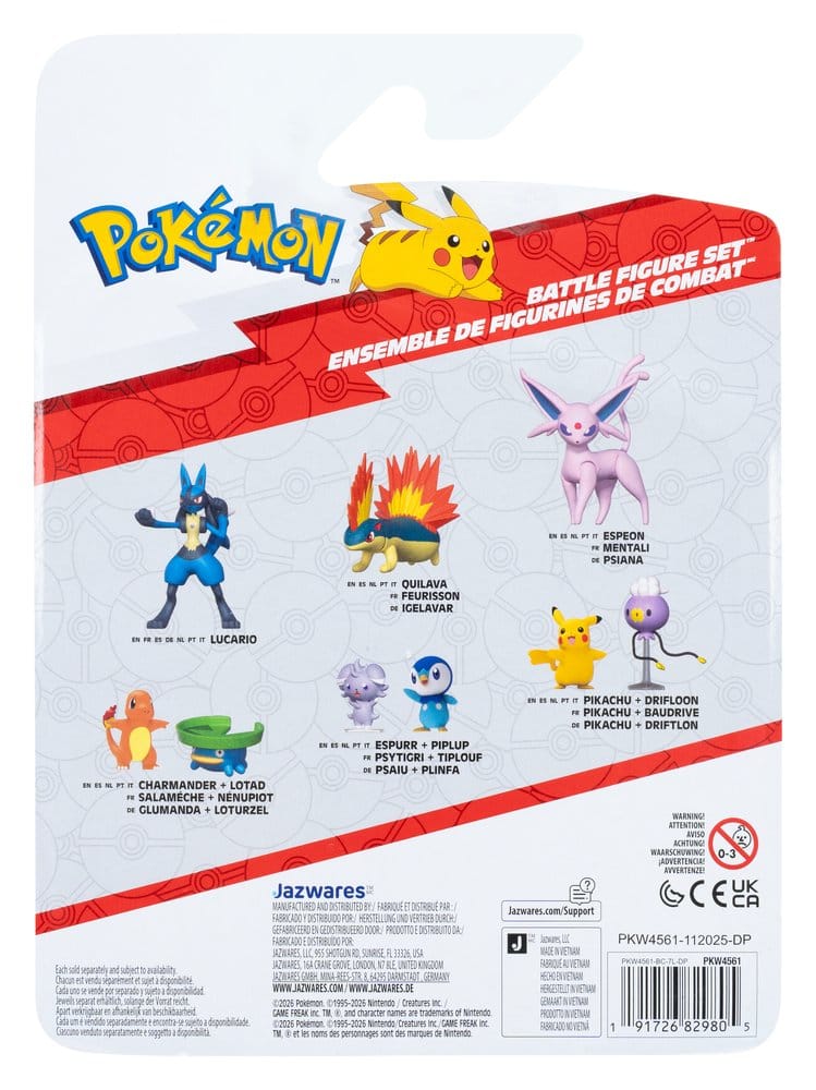 Pokémon Battle Figure Set Actionfiguren Pikachu, Kapuno & Bisaknosp (3er-Pack)