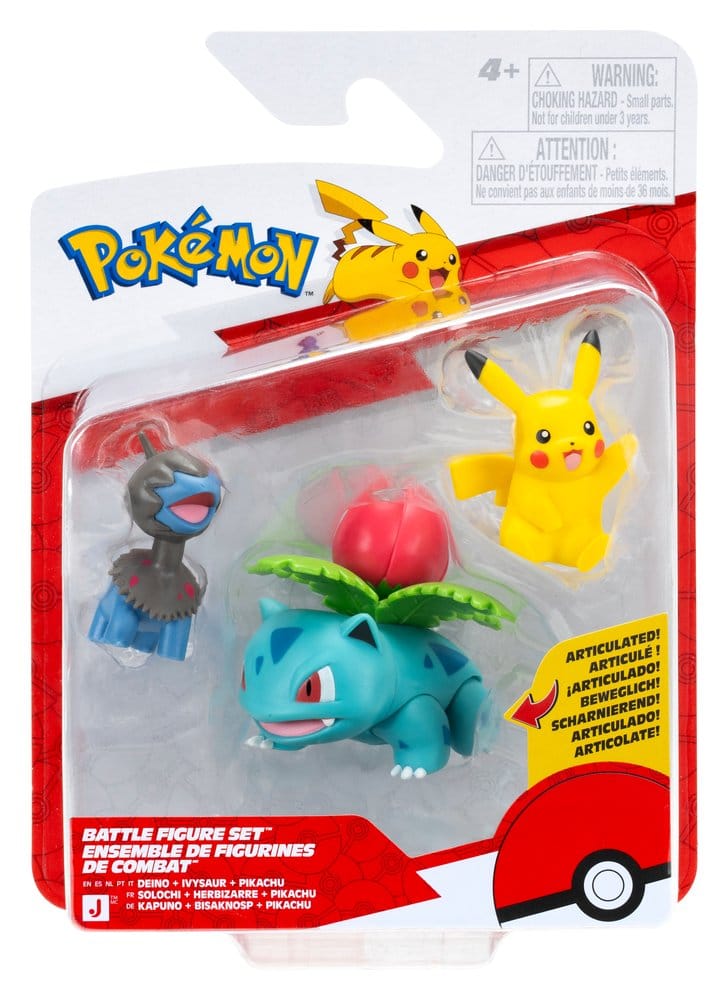 Pokémon Battle Figure Set Actionfiguren Pikachu, Kapuno & Bisaknosp (3er-Pack)
