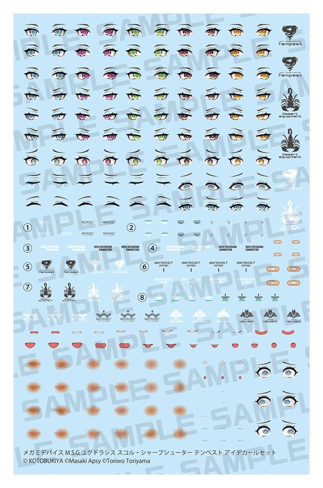 Megami Device M.S.G. Zubehör-Set Plastic Model Kits 1/1 Yggdrasis Skoll Sharpshooter Tempest Eye Decal Set