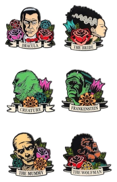 Universal Monsters Ansteck-Pins Floral Tattoo Mystery Blind Display (12)