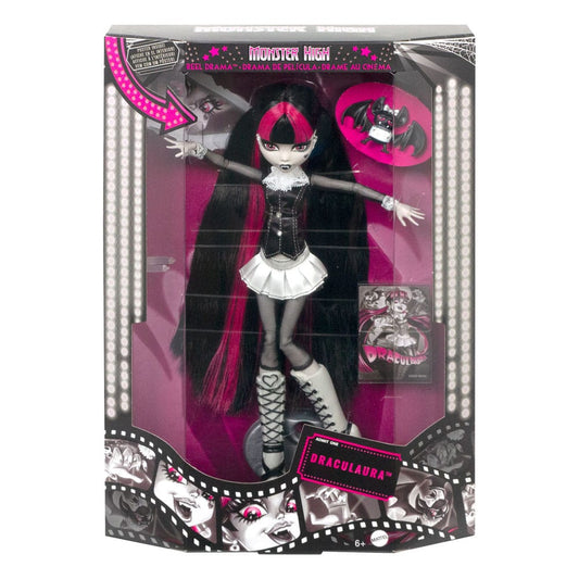 Monster High Reel Drama Puppe Draculaura in Schwarzweiß