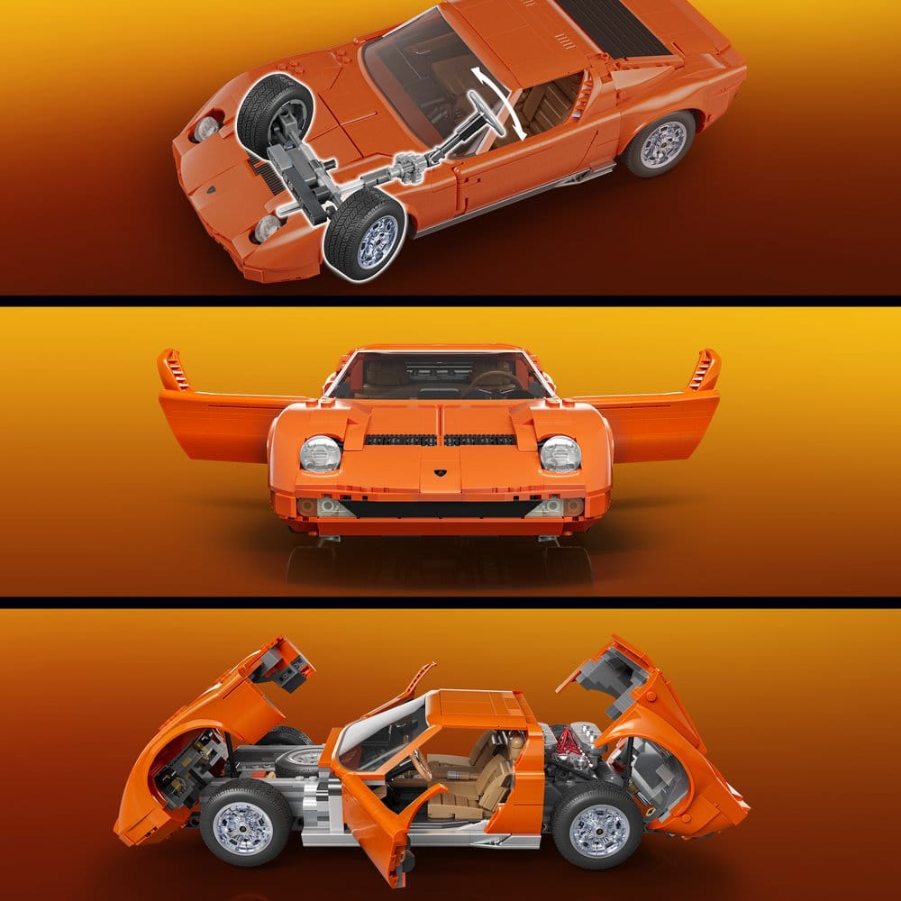 Hot Wheels Premium Mattel Brick Shop Bauset 1/12 Lamborghini Miura P400 SV