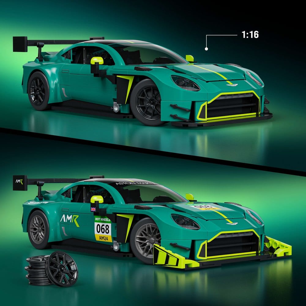 Hot Wheels Elite Mattel Brick Shop Bauset 1/16 '24 Aston Martin Vantage GT3