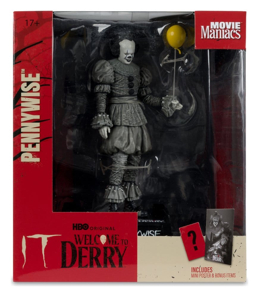 Es Welcome to Derry Movie Maniacs Figur Pennywise (Black &amp; White) 16 cm