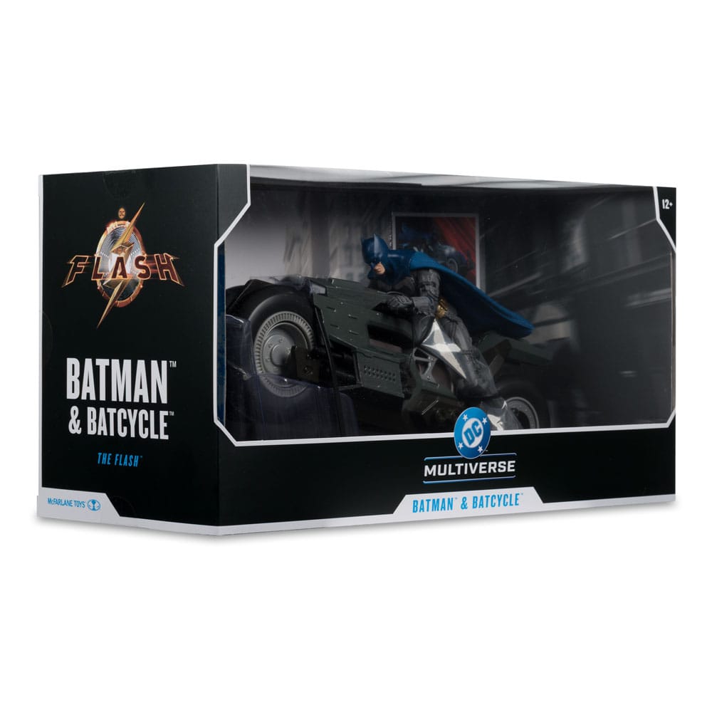 The Flash DC Multiverse Fahrzeug Batcycle with Batman
