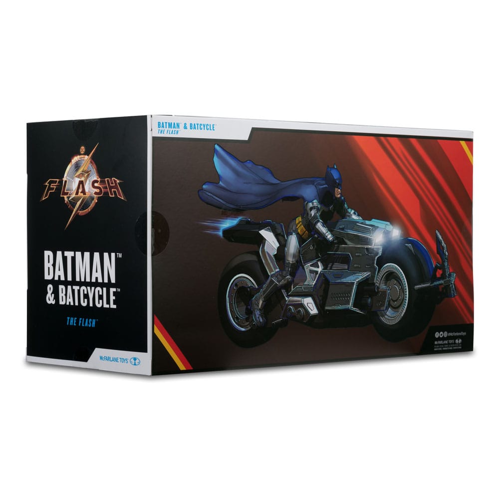 The Flash DC Multiverse Fahrzeug Batcycle with Batman