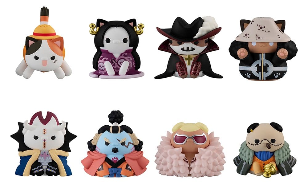 One Piece Mega Cat Project Nyan Piece Nyan! Luffy & the Seven Warlords of the Sea Minifiguren 3 cm Blind Box Display (8) (Repeat)