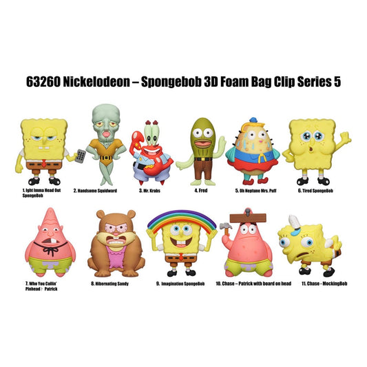 Nickelodeon Classics 3D PVC-Taschenanhänger Series 5 SpongeBob Schwammkopf Display (24)