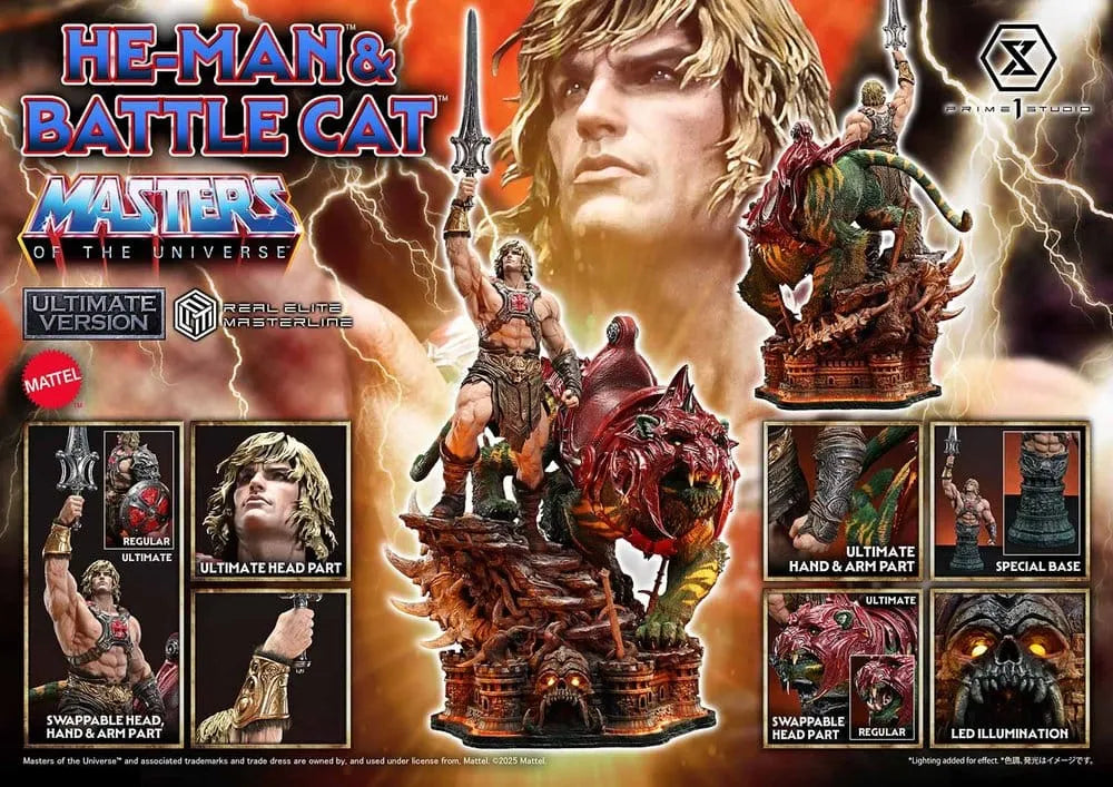 Masters of the Universe Real Elite Masterline Series Statue 1/4 He-Man & Battle Cat Ultimate Version 86 cm