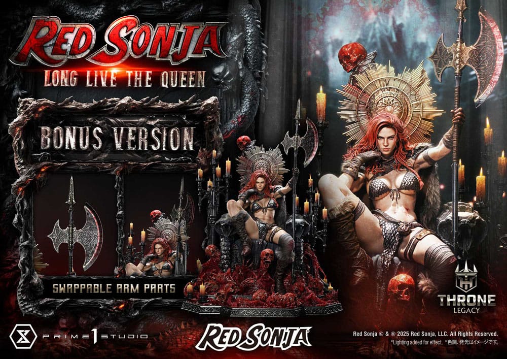 Red Sonja Throne Legacy Collection Statue 1/3 Red Sonja: Long Live the Queen Bonus Version 77 cm