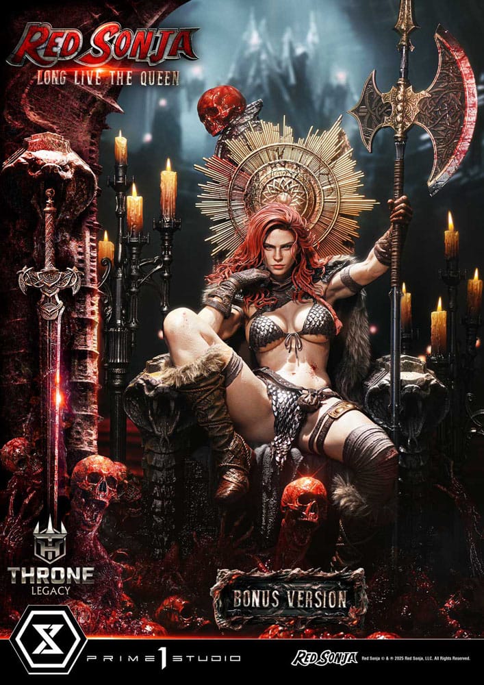 Red Sonja Throne Legacy Collection Statue 1/3 Red Sonja: Long Live the Queen Bonus Version 77 cm
