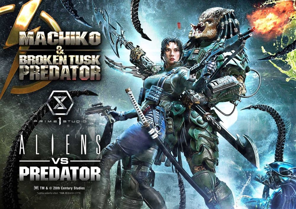 Aliens vs. Predator (Comic) Ultimate Premium Masterline Statue 1/4 Machiko & Broken Tusk Predator Deluxe Version 84 cm