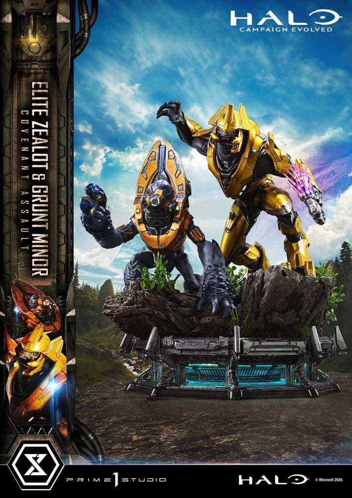 Halo: Campaign Evolved Ultimate Premium Masterline Series Statue 1/4 Elite Zealot & Grunt Minor: Covenant Assault 81 cm