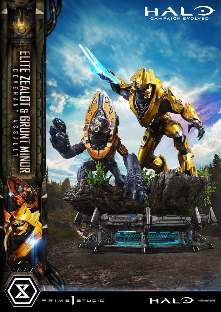 Halo: Campaign Evolved Ultimate Premium Masterline Series Statue 1/4 Elite Zealot & Grunt Minor: Covenant Assault Bonus Version 81 cm