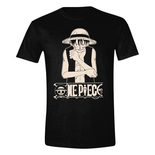 One Piece T-Shirt Luffy Pose Logo Größe L