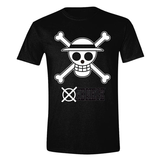 One Piece T-Shirt Skull Black & White Größe L