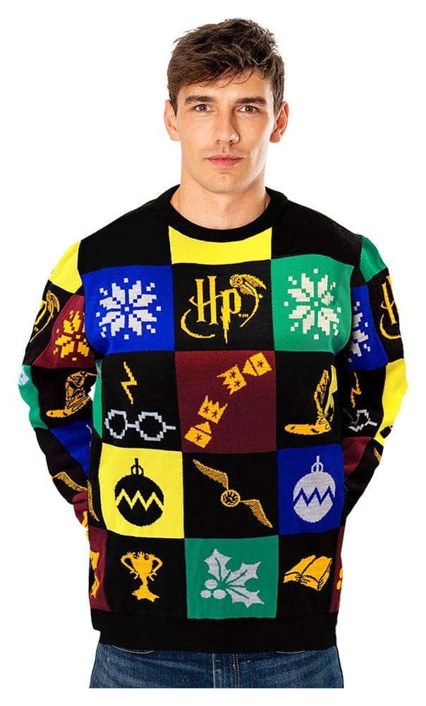 Harry Potter Christmas Pullover Deluxe Patchwork Knitted Größe XXL