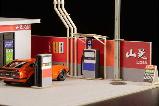 Original Illustration Paper Model Kit 1/64 Gas Station 11 cm (re-run)