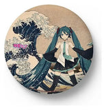 Hatsune Miku x Katsushika Hokusai iXima Large Pinback Button The Great Wave off Kanagawa/Fine Wind, Clear Morning Umkarton (2)