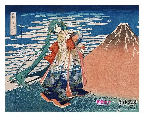 Hatsune Miku x Katsushika Hokusai iXima Leinwandkunst The Great Wave off Kanagawa/Fine Wind, Clear Morning 27 x 22 cm