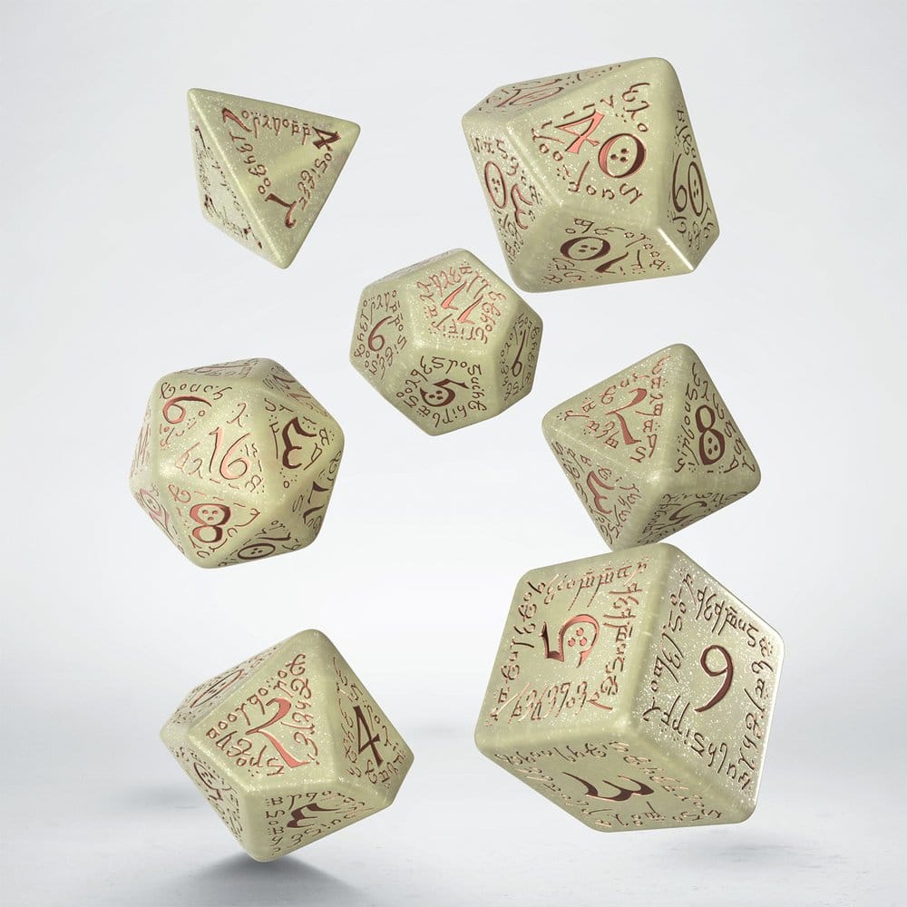 Elvish Jumbo 7er-Würfelset (Schimmernd Beige & Kupfer)