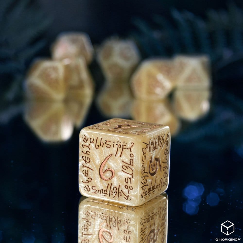 Elvish Jumbo 7er-Würfelset (Schimmernd Beige & Kupfer)