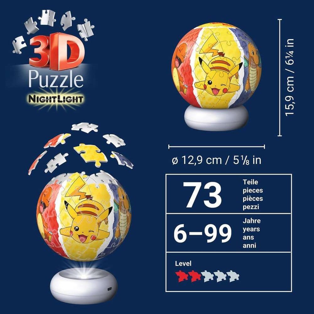 Pokémon 3D Puzzle-Ball Nachtlicht (73 Teile)