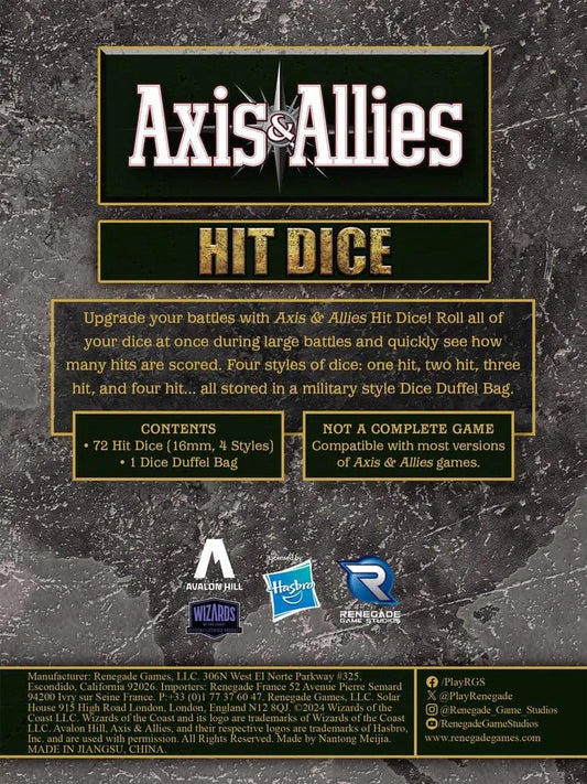 Avalon Hill Brettspiel Axis & Allies: Hit Dice Erweiterung