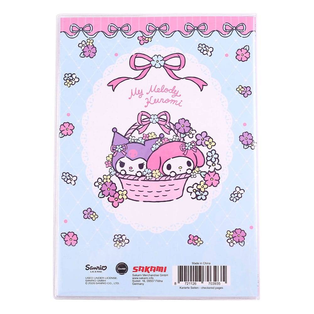 Sanrio Notizbuch Kuromi & My Melody Pastel Flower Holographic Checkered