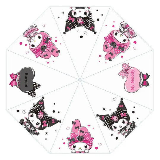 Sanrio Pink Black Party Series Regenschirm Kuromi & My Melody Transparent