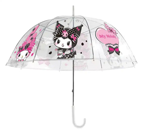 Sanrio Pink Black Party Series Regenschirm Kuromi & My Melody Transparent