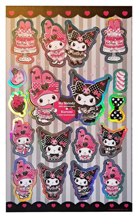 Sanrio Pink Black Party Series Sticker Pack Kuromi & My Melody