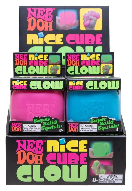 NeeDoh Anti-Stress-Ball Nice Cube Glow (Glow in the Dark) 5 cm Sortiment (12)