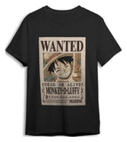 One Piece T-Shirt Monkey D. Ruffy Wanted Schwarz Größe S