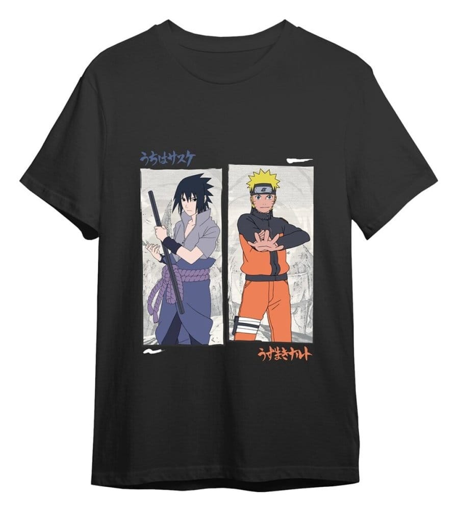 Naruto Shippuden T-Shirt Naruto vs Sasuke Black Größe S