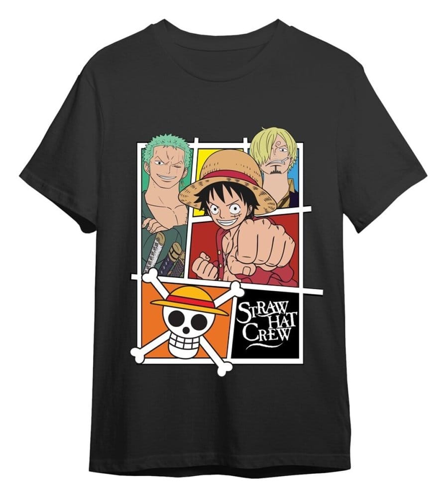 One Piece T-Shirt Straw Hat Crew Grau Größe XXL