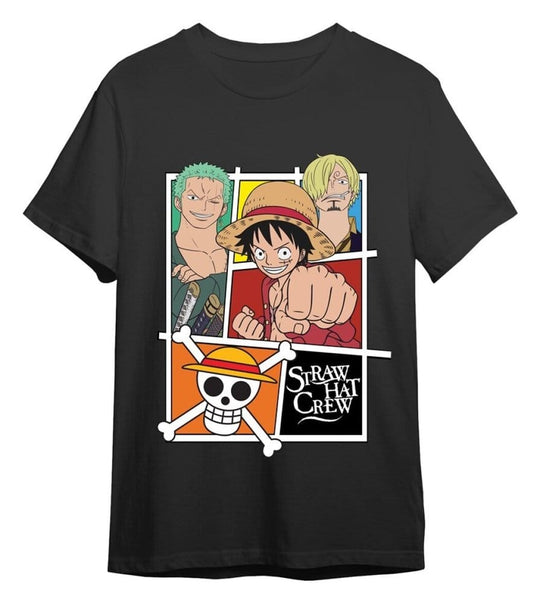 One Piece T-Shirt Straw Hat Crew Grau Größe XL