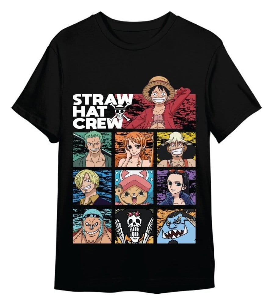 One Piece T-Shirt Straw Hat Crew Schwarz Größe XL