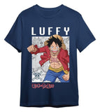 One Piece T-Shirt Monkey D. Ruffy Mapa Denim Größe L
